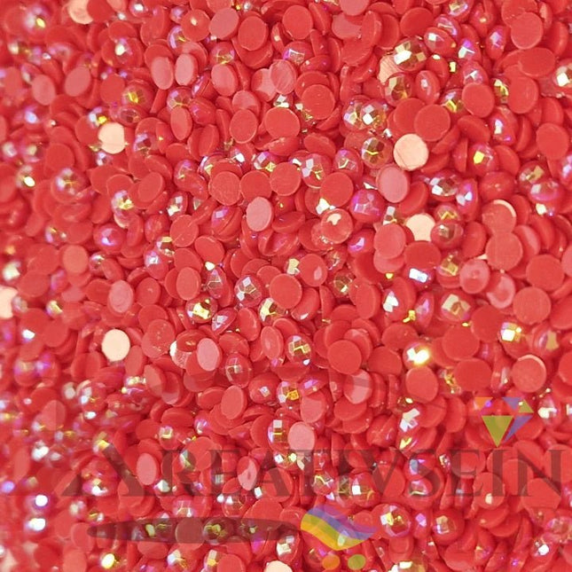 DMC 666 Christmas Red LT - runde Steine - Aurora Borealis (AB) - Diamond Painting