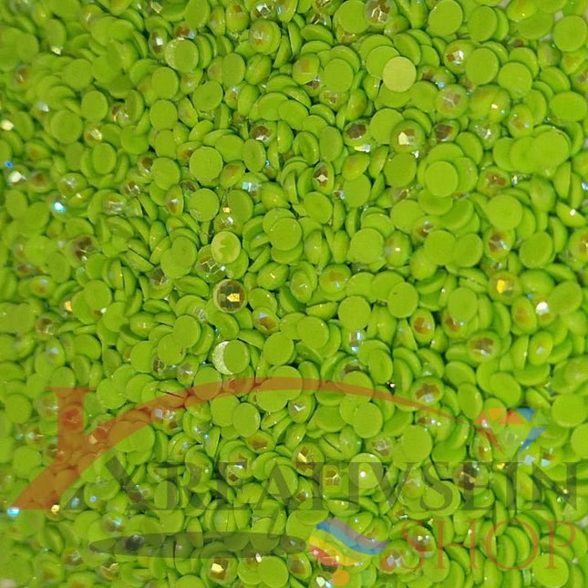 DMC 704 Chartreuse BRIGHT - runde Steine - Aurora Borealis (AB) - Diamond Painting