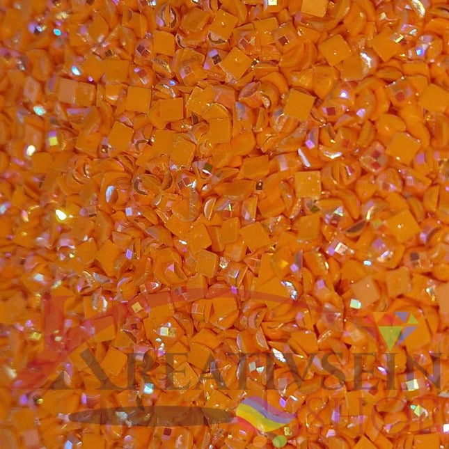 DMC 740 Tangerine - eckige Steine - Aurora Borealis (AB) - Diamond Painting