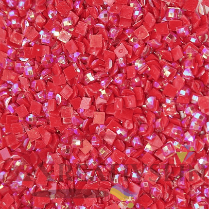 DMC 817 Coral Red VY DK - eckige Steine - Aurora Borealis (AB) - Diamond Painting