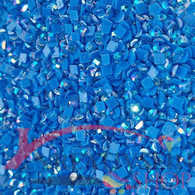 DMC 995 Electric Blue DK - eckige Steine - Aurora Borealis (AB) - Diamond Painting