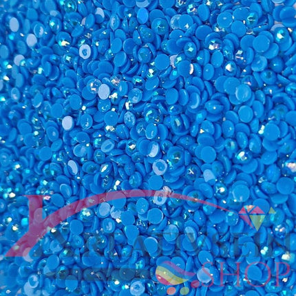 DMC 995 Electric Blue DK - runde Steine - Aurora Borealis (AB) - Diamond Painting