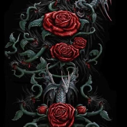Drachen im Rosenstrauch - 5D DIY Diamond Painting