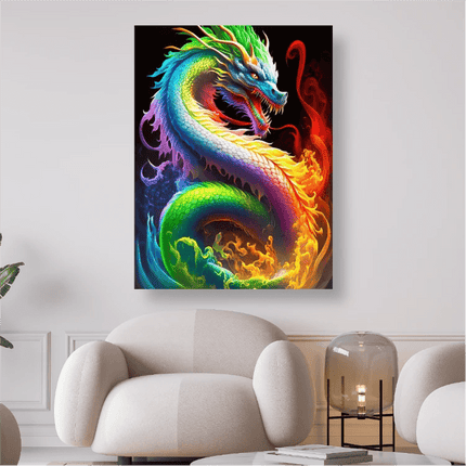 Drachen in Regenbogenfarben - 5D DIY Diamond Painting