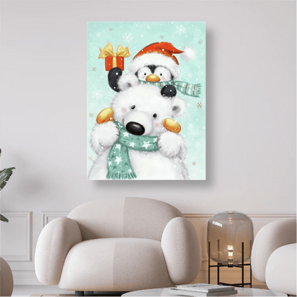 Eisbär mit Pinguin - 5D DIY Diamond Painting