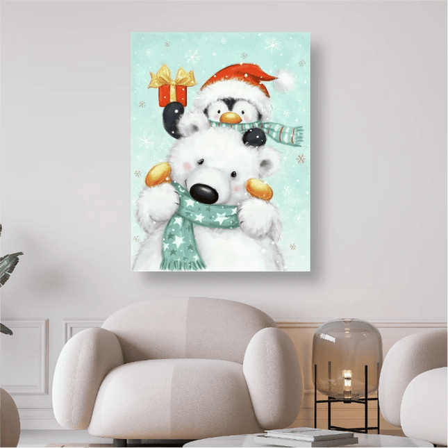 Eisbär mit Pinguin - 5D DIY Diamond Painting