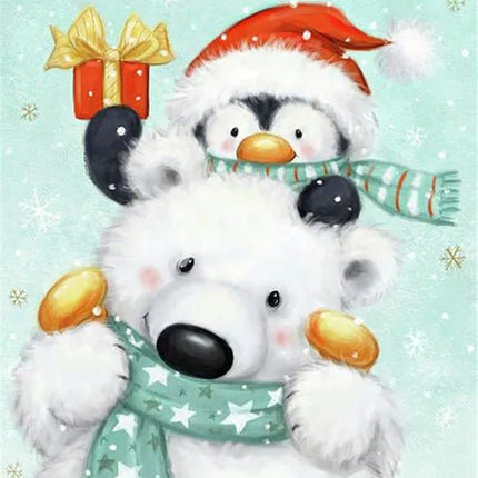Eisbär mit Pinguin - 5D DIY Diamond Painting