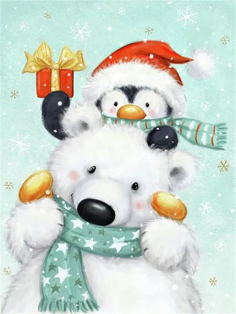 Eisbär mit Pinguin - 5D DIY Diamond Painting