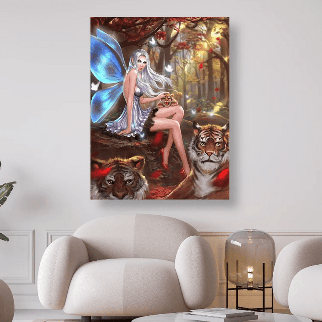 Elfe mit Tiger - 5D DIY Diamond Painting