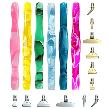 Ergonomischer Stift mit 6 Metall Aufsätzen - Diamond Painting