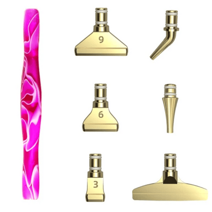 Ergonomischer Stift mit 6 Metall Aufsätzen - Diamond Painting