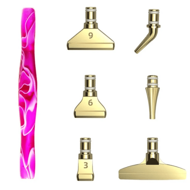 Ergonomischer Stift mit 6 Metall Aufsätzen - Diamond Painting