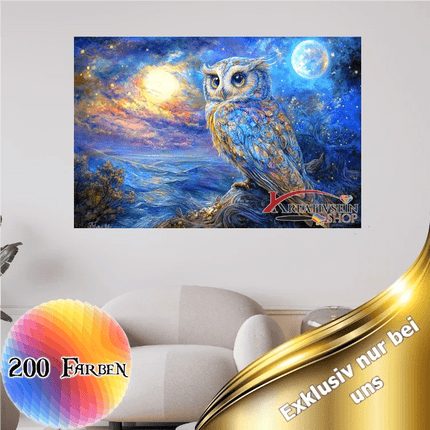 Eule im Vollmond - 5D DIY Diamond Painting