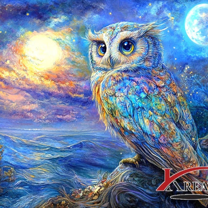 Eule im Vollmond - 5D DIY Diamond Painting