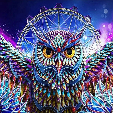 Eule vor dem Riesenrad - Voll AB 5D DIY Diamond Painting