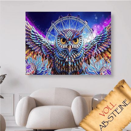 Eule vor dem Riesenrad - Voll AB 5D DIY Diamond Painting