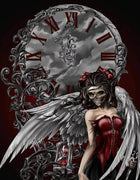 Fantasy Frau mit rotem Kleid und Flügeln Gothic - 5D DIY Diamond Painting