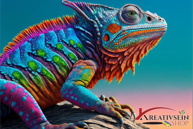 Farbenfroher Leguan - 5D DIY Diamond Painting