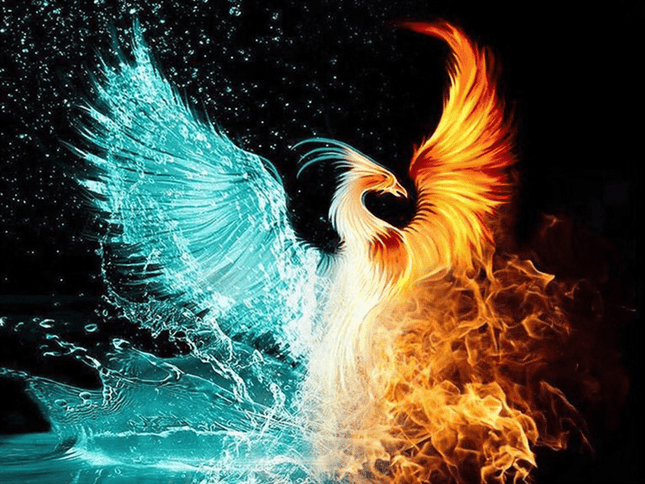 Feuervogel der Elemente Feuer Wasser Phoenix - 5D DIY Diamond Painting