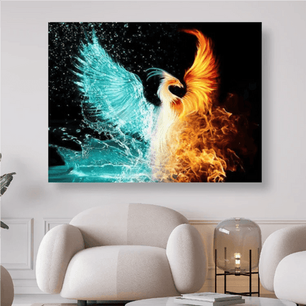 Feuervogel der Elemente Feuer Wasser Phoenix - 5D DIY Diamond Painting
