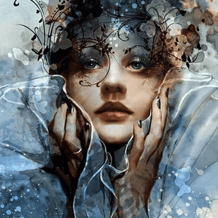 Frauengesicht mit Blumen - 5D DIY Diamond Painting