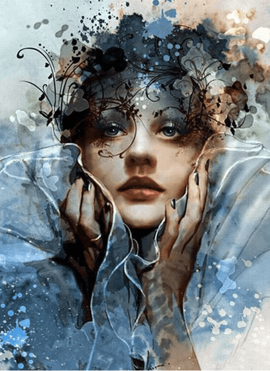 Frauengesicht mit Blumen - 5D DIY Diamond Painting