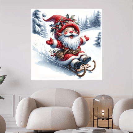 Fröhlicher Weihnachtsmann auf Schlitten - 5D DIY Diamond Painting