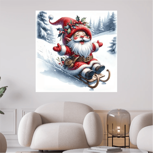 Fröhlicher Weihnachtsmann auf Schlitten - 5D DIY Diamond Painting