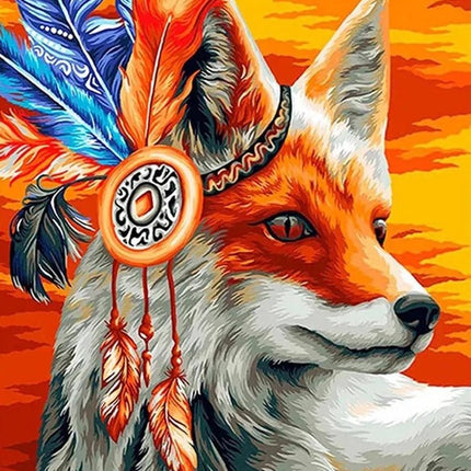 Fuchs mit Federschmuck - Voll AB 5D DIY Diamond Painting