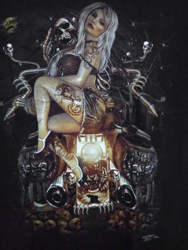 Geist mit tätowierter Lady auf Bike - 5D DIY Diamond Painting