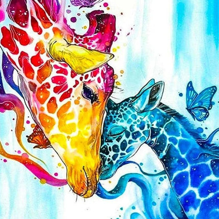 Giraffen Liebe mit Schmetterlinge - Voll AB 5D DIY Diamond Painting