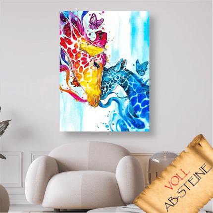 Giraffen Liebe mit Schmetterlinge - Voll AB 5D DIY Diamond Painting