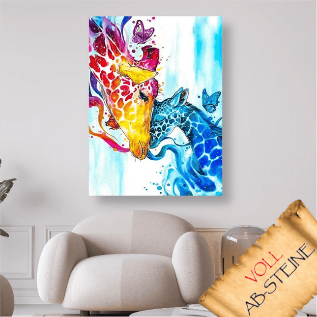 Giraffen Liebe mit Schmetterlinge - Voll AB 5D DIY Diamond Painting