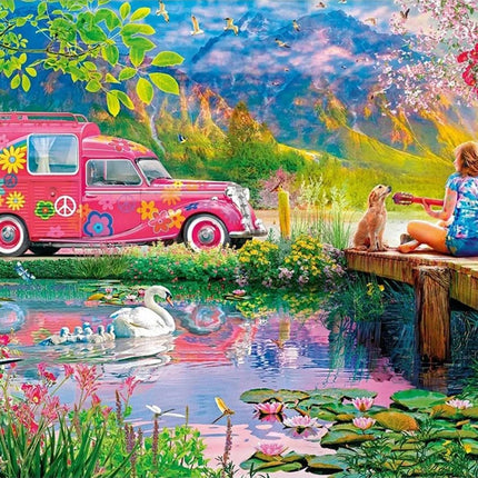 Gitarre spielen am See - Voll AB 5D DIY Diamond Painting