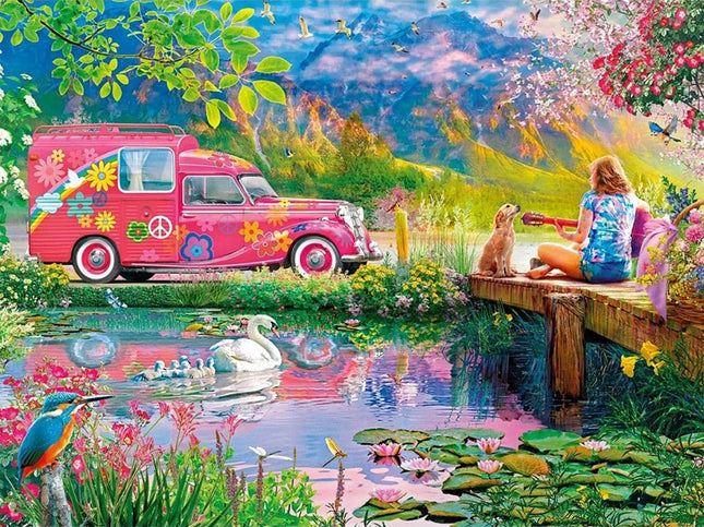 Gitarre spielen am See - Voll AB 5D DIY Diamond Painting