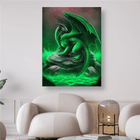 Grüner Drachen sitzt auf Felsen - 5D DIY Diamond Painting