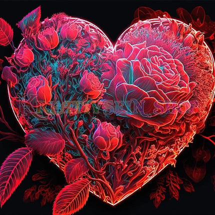 Herz aus roten Rosen - 5D DIY Diamond Painting