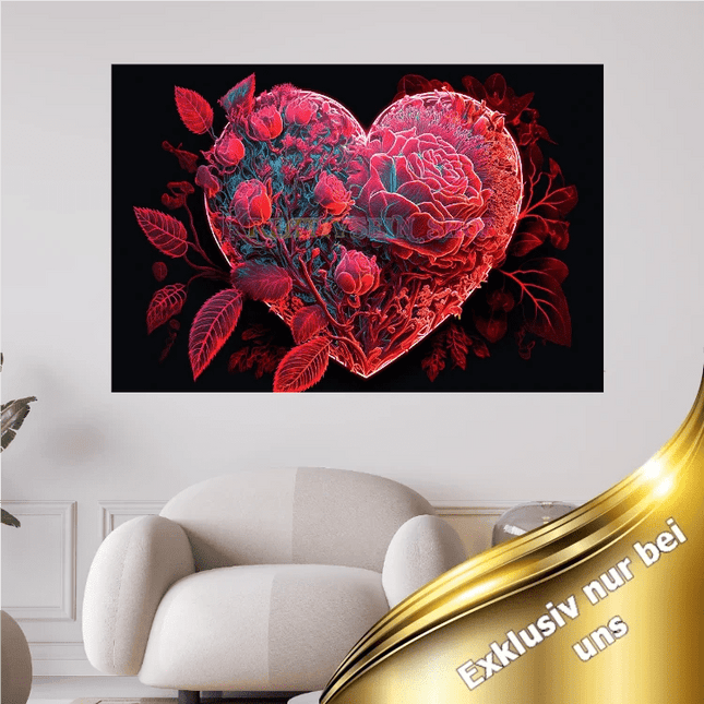 Herz aus roten Rosen - 5D DIY Diamond Painting