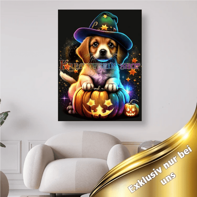 Hund mit Zauberhut - 5D DIY Diamond Painting