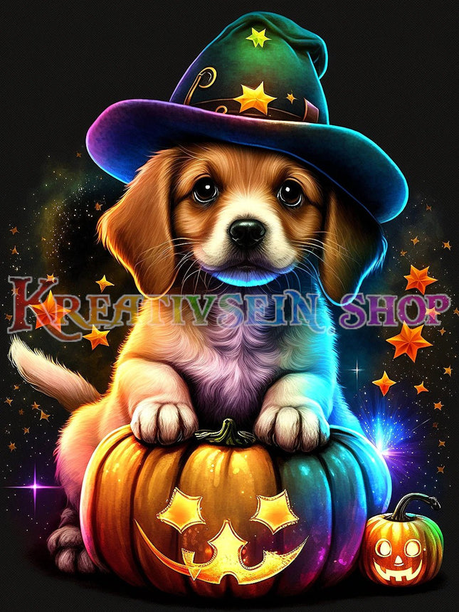 Hund mit Zauberhut - 5D DIY Diamond Painting