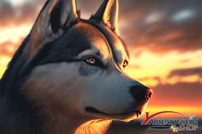 Husky im Sonnenschein - 5D DIY Diamond Painting