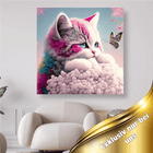 Kätzchen mit blauen Augen und Schmetterling - 5D DIY Diamond Painting
