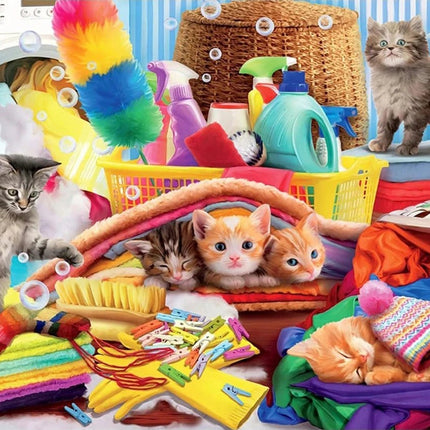 Kätzchen und die Wäsche - Voll AB 5D DIY Diamond Painting