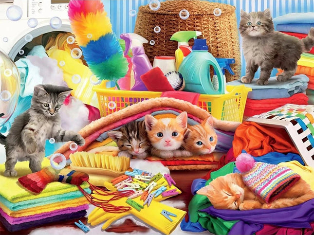 Kätzchen und die Wäsche - Voll AB 5D DIY Diamond Painting