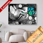 Katze mit Schmetterling auf der Nase LA - Voll AB 5D DIY Diamond Painting