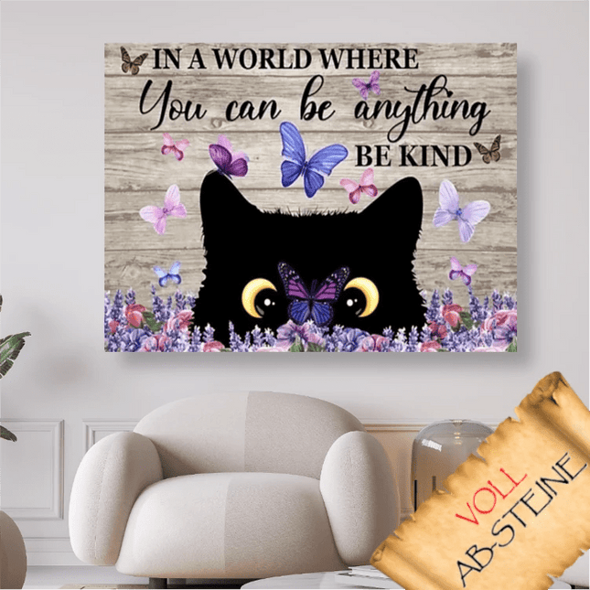 Katze mit Schmetterlingen - Voll AB 5D DIY Diamond Painting