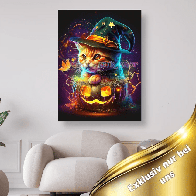 Katze mit Zauberhut - 5D DIY Diamond Painting