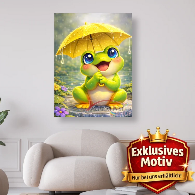 🐸 Kawaii Diamond Painting Set „Süßer Frosch mit Regenschirm“ – Fröhliches DIY Motiv