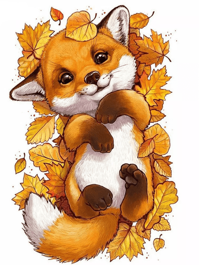 Kleiner Fuchs im Herbstlaub - 5D DIY Diamond Painting