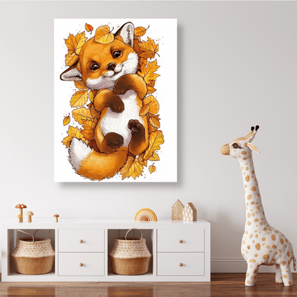 Kleiner Fuchs im Herbstlaub - 5D DIY Diamond Painting